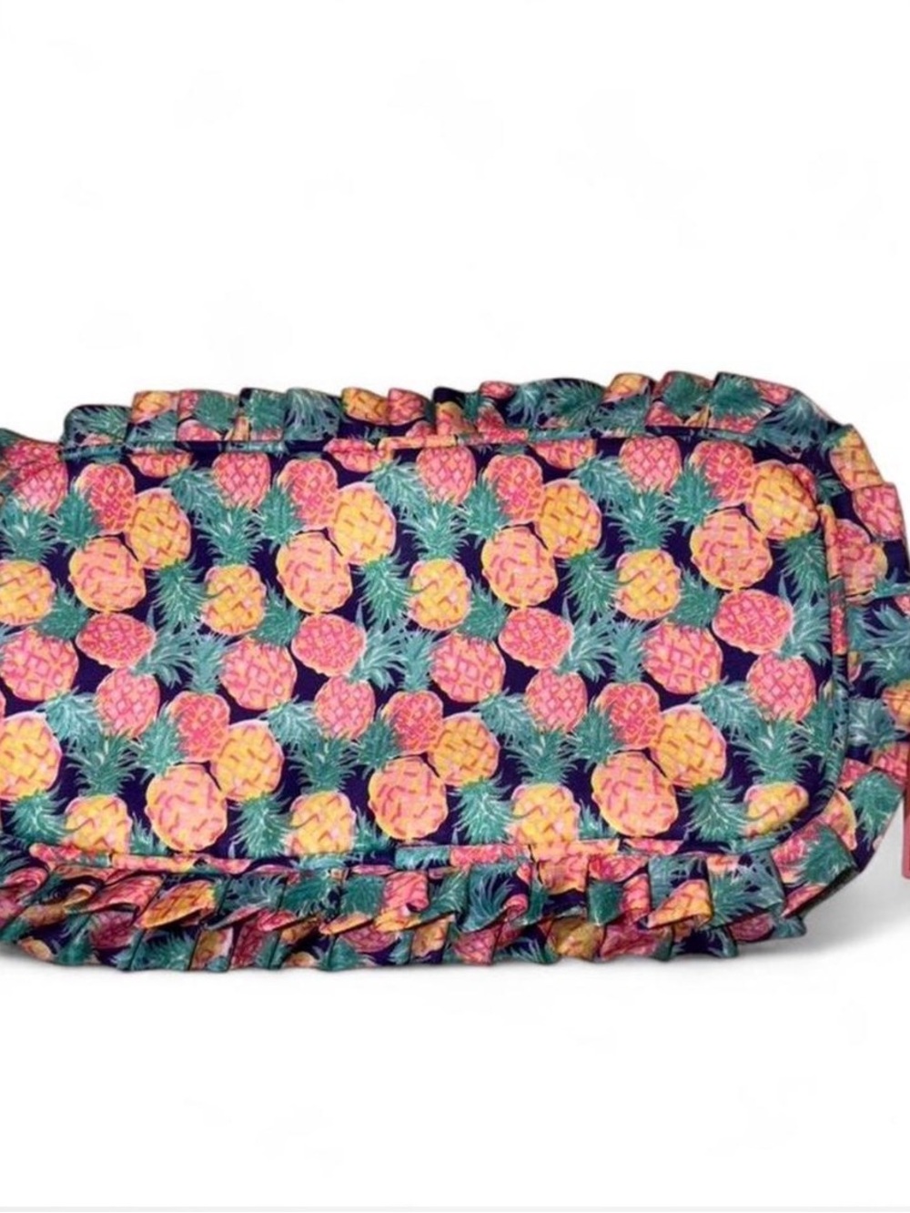 Simply Southern Pineapple Print Quilted Cosmetic Clutch in Pink & Green